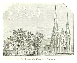 The St Patrick Church built in 1862 in 114 Adelaide by the architects Jordan & Anderson was destroyed by fire in 1993.