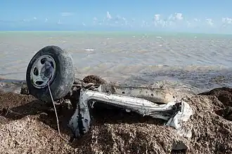 Remains of a car on the side of Overseas Highway, following Irma, Oct. 10, 2017