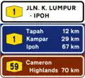 Federal Road distance sign with road name and tourist destination