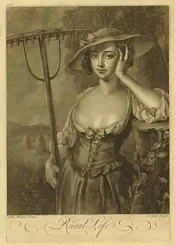 Engraved by John Faber the Younger after Philippe Mercier – ‘’Rural Life - A girl resting from haymaking’’ Chaloner Smith 405 British Museum, London