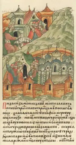 Mstislav sends an envoy to Novgorod offering help