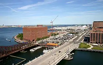 Partial view of Northern Avenue Bridge and Evelyn Moakley Bridge in 2008