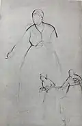 Sketches for the images of mother and daughter