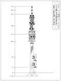 Line drawing of the Fernmeldeturm showing its 1975 state