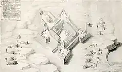 Fort Groß Friedrichsburg at the time of its completion in 1686