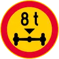 No vehicles having a weight exceeding [...] tonnes on one axle (formerly used )