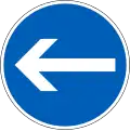 Direction to be followed (turn left only) (formerly used )