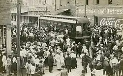 Image 13First day of passenger service, Dallas & Sherman Interurban Railroad, 1908 (from History of Texas)