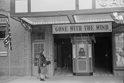 Flags of the Confederacy displayed at a movie house on Lincoln's birthday in Winchester, Virginia, in February 1940