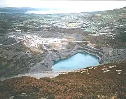Flooded pit at the Penrhyn Quarry from Y Fronllwyd