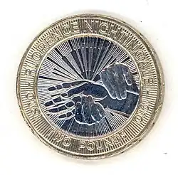 2010 £2 coin celebrating Nightingale.