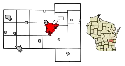 Location of Fond du Lac in Fond du Lac County, Wisconsin.