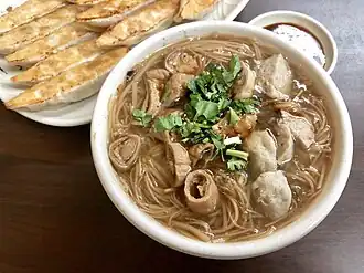 With pork intestines