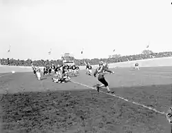 Image 26A game between the 4th Canadian Armoured Division Atoms and First Canadian Army Red and Blue Bombers, in Utrecht, Netherlands, October 1945 (from Canadian football)