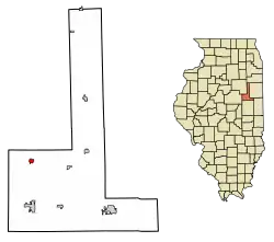 Location of Sibley in Ford County, Illinois.