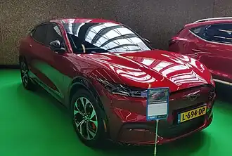 Ford Mustang Mach-E on display at Fully Charged in Amsterdam.