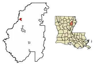 Location of Baskin in Franklin Parish, Louisiana.