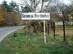 General Berthelot's village roadsign in Romania