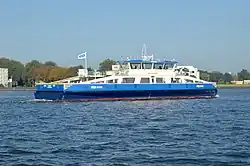 GVB NZK-ferry 101 (North sea canal ferry) on the IJ, 2021.