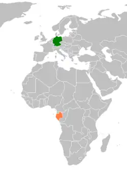 Map indicating locations of Gabon and Germany