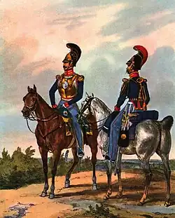 Officer and trumpeter of the Hanoverian Army's Garde du Corps in 1835