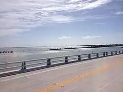 Gasparilla Sound and the defunct railroad trestle as seen from the center bridge