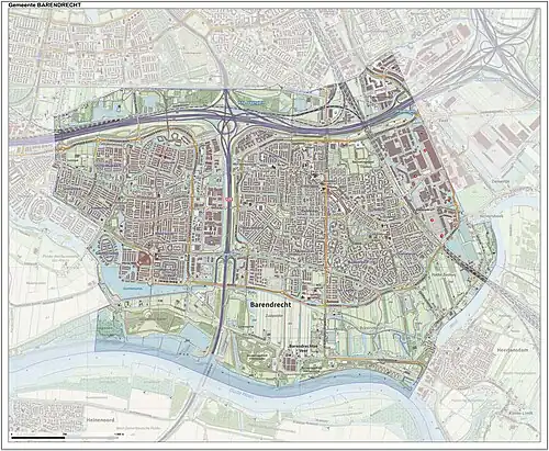 Detailed topographic map of Barendrecht