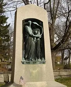 The sculpture on the rear of General Butler's monument