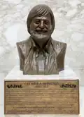 The memorial bust of filmmaker George A. Romero at Monroeville Mall near Pittsburgh, PA. Sculpted by artist Christian Stavrakis in 2018.
