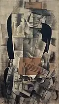 Georges Braque, 1913, Femme à la guitare (Woman with Guitar), oil and charcoal on canvas, 130 × 73&nbsp;cm, Musée National d'Art Moderne, Centre Pompidou, Paris