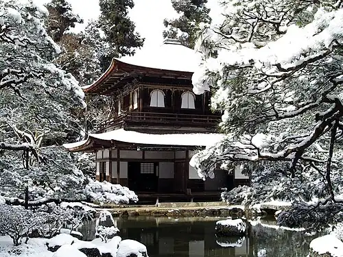 Ginkaku-ji temple on a snowy day