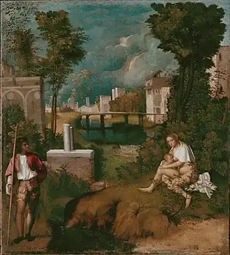 Giorgione The Tempest, 82 × 73&nbsp;cm