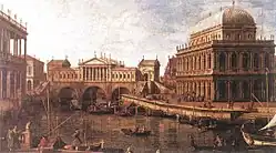 A Palladian Design for the Rialto Bridge, with Buildings at Vicenza