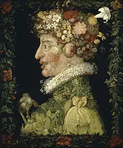 Spring; by Giuseppe Arcimboldo; 1573; oil on canvas; 76 × 64&nbsp;cm