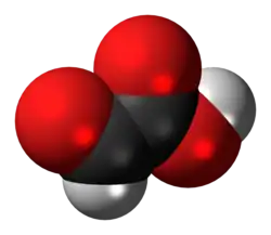 Space-filling model of glyoxylic acid