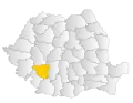 Map of Romania highlighting Gorj County