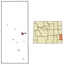 Location of Torrington in Goshen County, Wyoming.