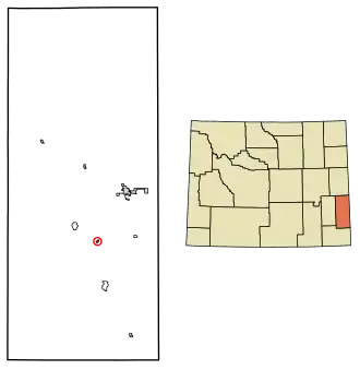 Location of Yoder in Goshen County, Wyoming.