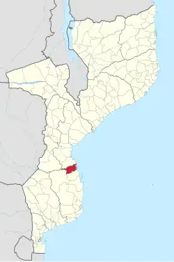 Govuro District on the map of Mozambique