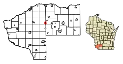 Location of Montfort in Grant County, Wisconsin.
