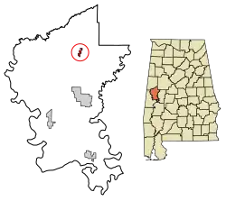 Location of Union in Greene County, Alabama.