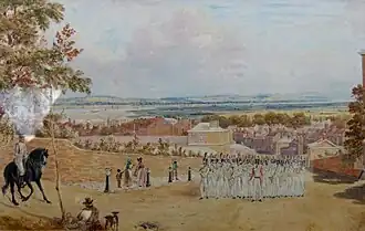 The Royal Artillery Band marching through Woolwich, early 19th century