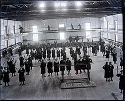 Young women students at gym class, 1880