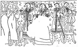 Group of donors in Tocharian clothing, Kumtura Caves.