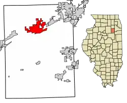 Location of Morris in Grundy County, Illinois.
