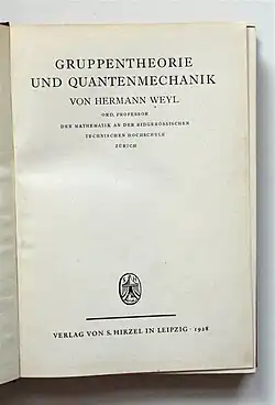 Title page of Gruppentheorie und Quantenmechanik 1928