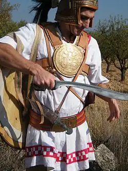 Iberian Caetratus reenactor of the 3rd Century B.C. in Kardiophylax