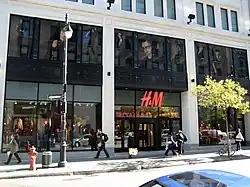 H&M store at the corner of Peel Street.