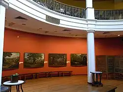 An art gallery, labeled "F. S. Drake Gallery"