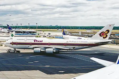 Boeing 747-4D7 (HS-TGZ) in The King 72nd Celebration livery